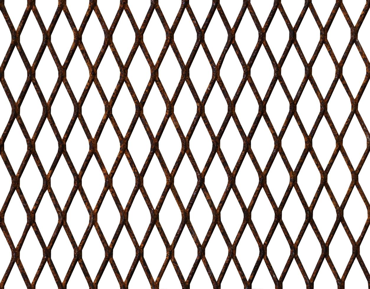 Rusted black grille pattern isolated on white background with clipping path photo