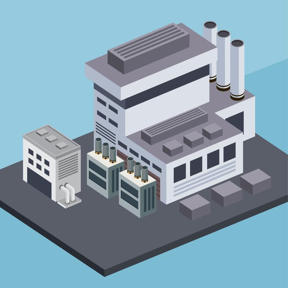 isometric factory with gray buildings vector