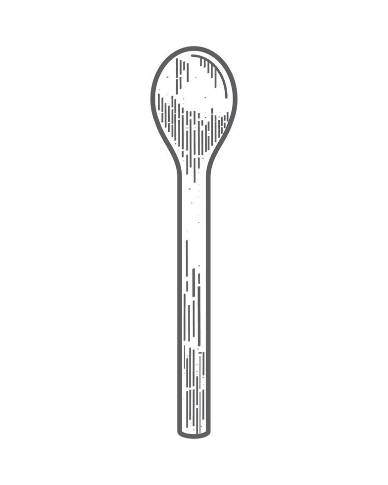 wooden spoon utensil sketch vector