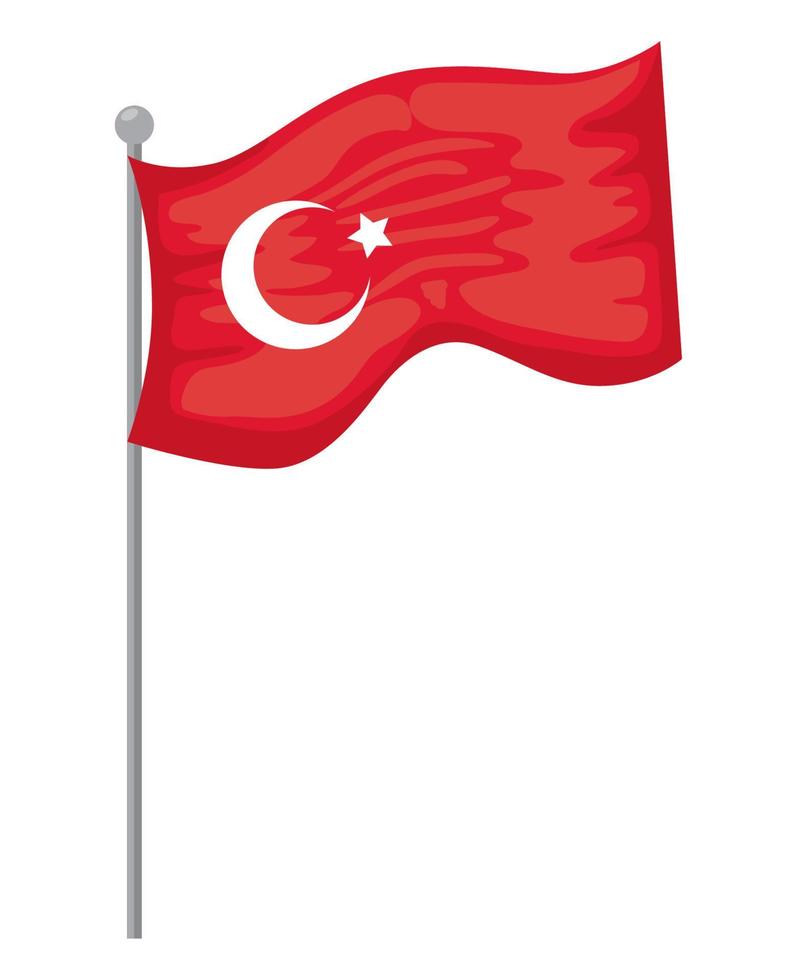 turkey flag in pole vector