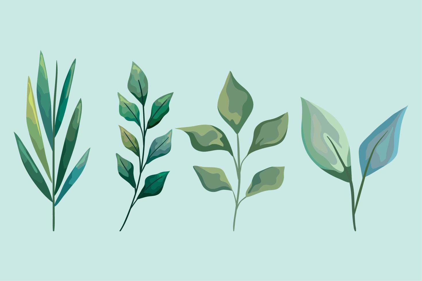 four spring branches foliage vector
