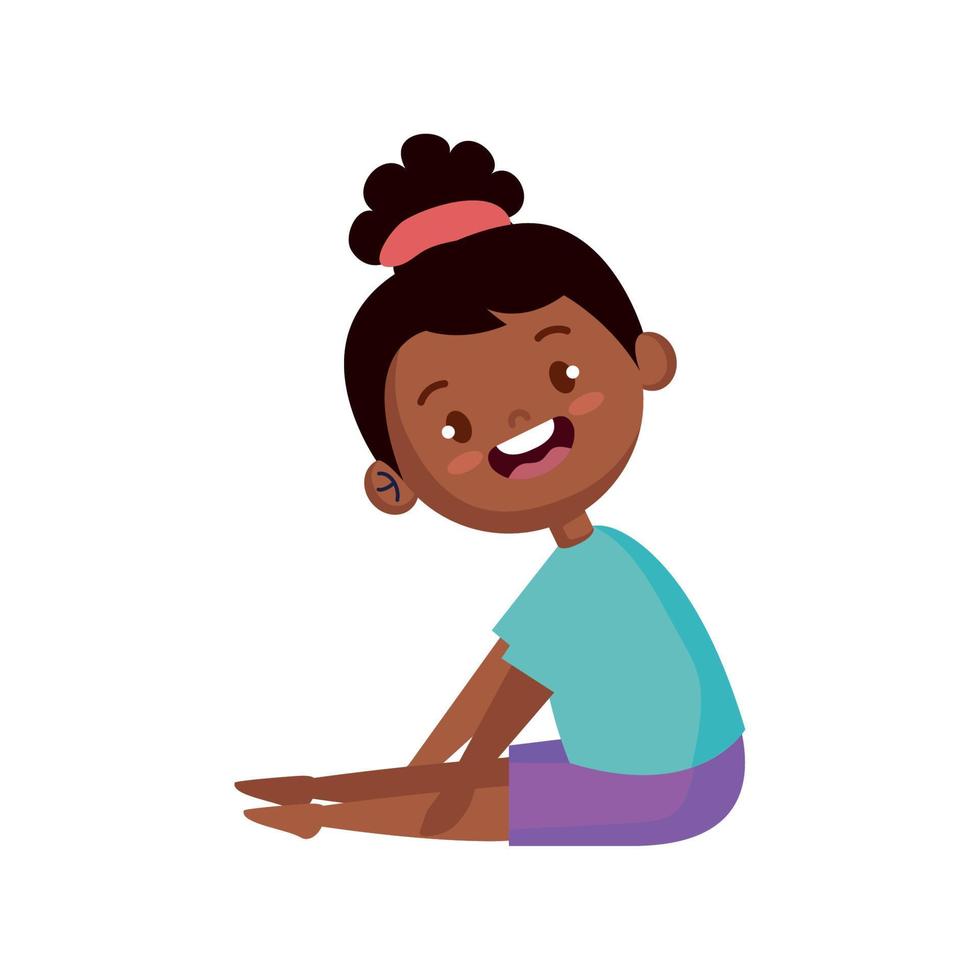 afro girl in yoga position vector