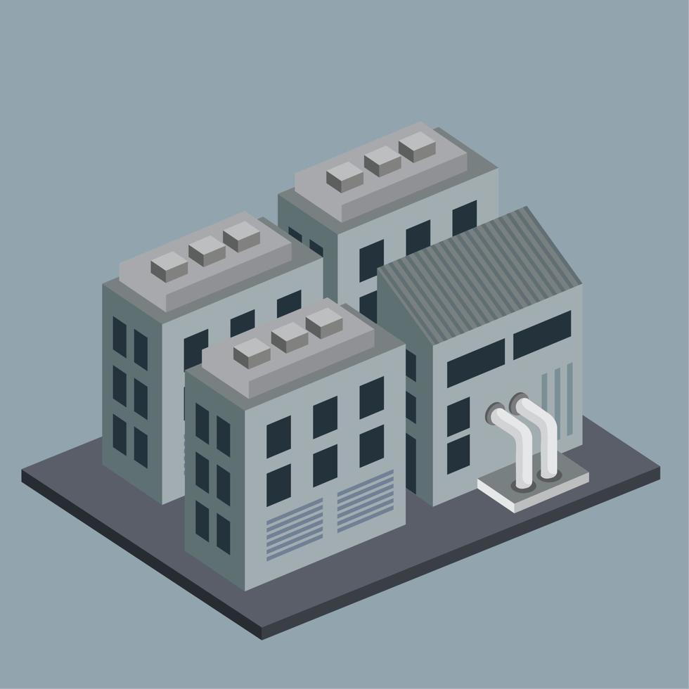 edificio gris industrial isométrico vector