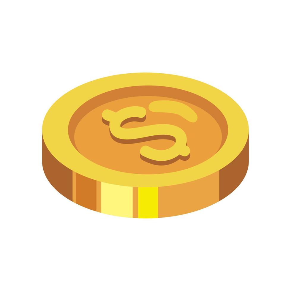 isometric coin money dollar vector