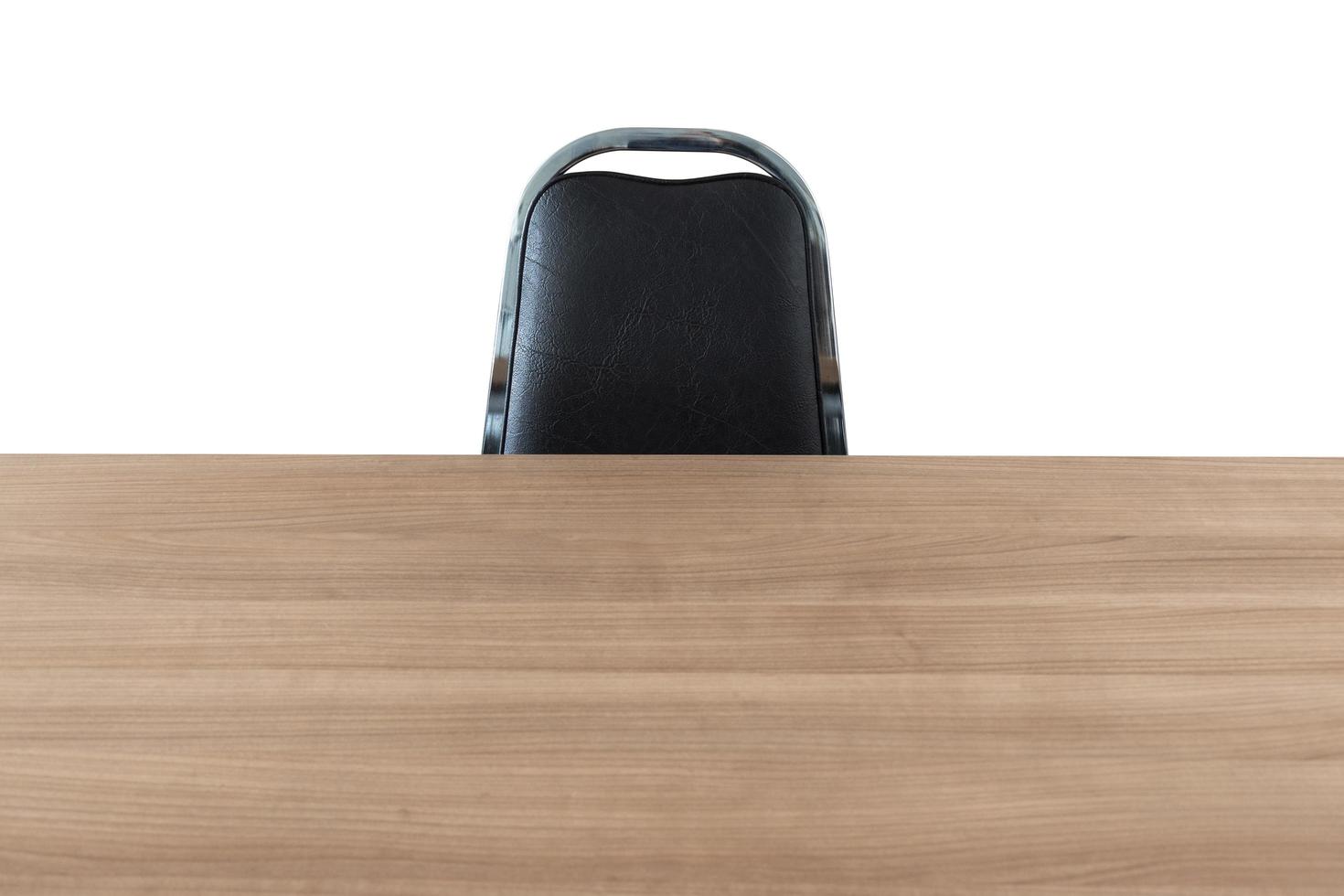 Close up chair and wooden table isolated on white background. with clipping path photo