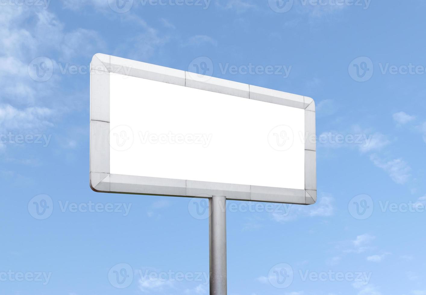 Outdoor billboard on blue sky background with white background mock up. clipping path photo