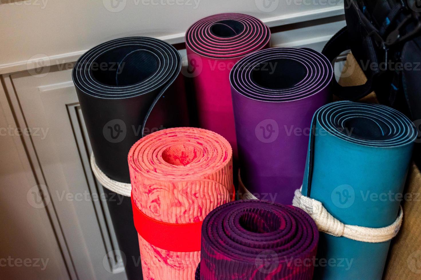 Close up of colorful yoga mat photo