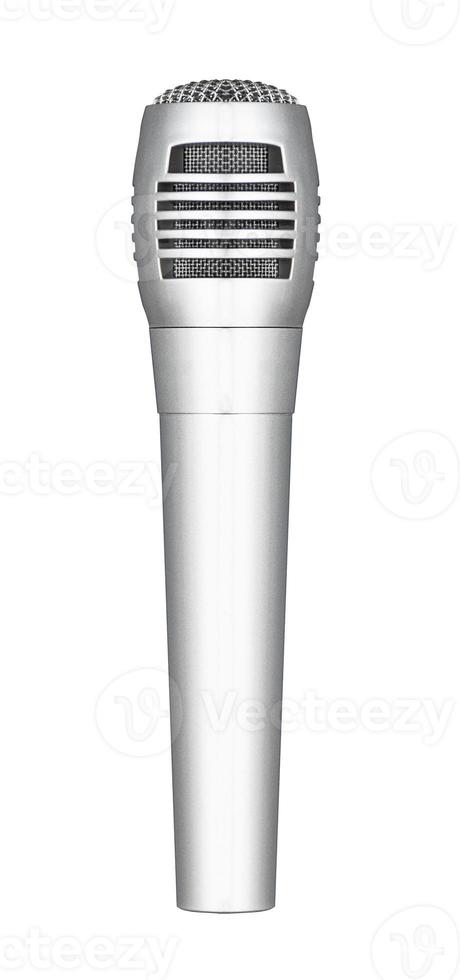 Sliver retro microphone isolated on white background with clipping path photo