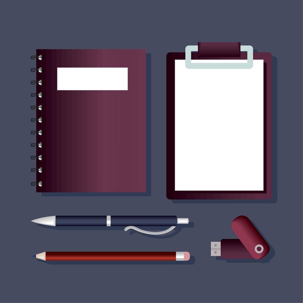 branding muckup five icons vector