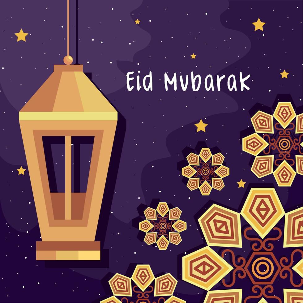 eid mubarak postcard vector