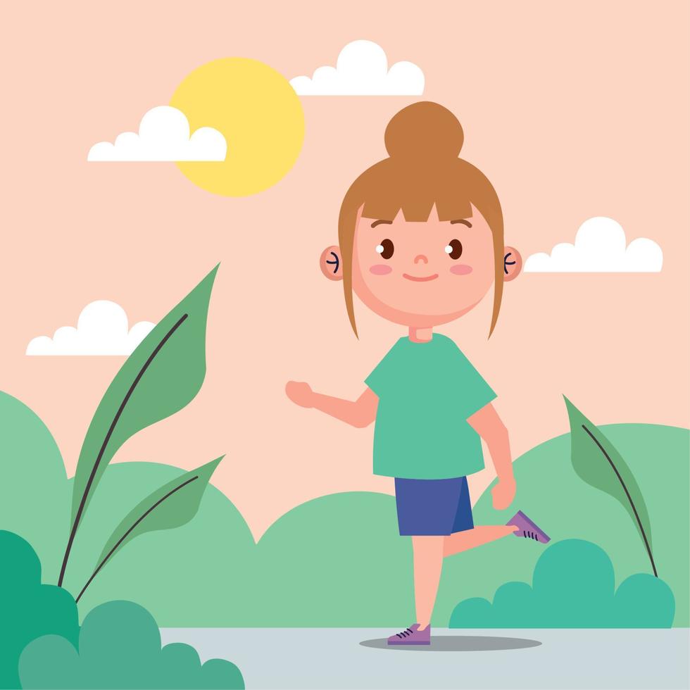 little girl walking in the camp vector