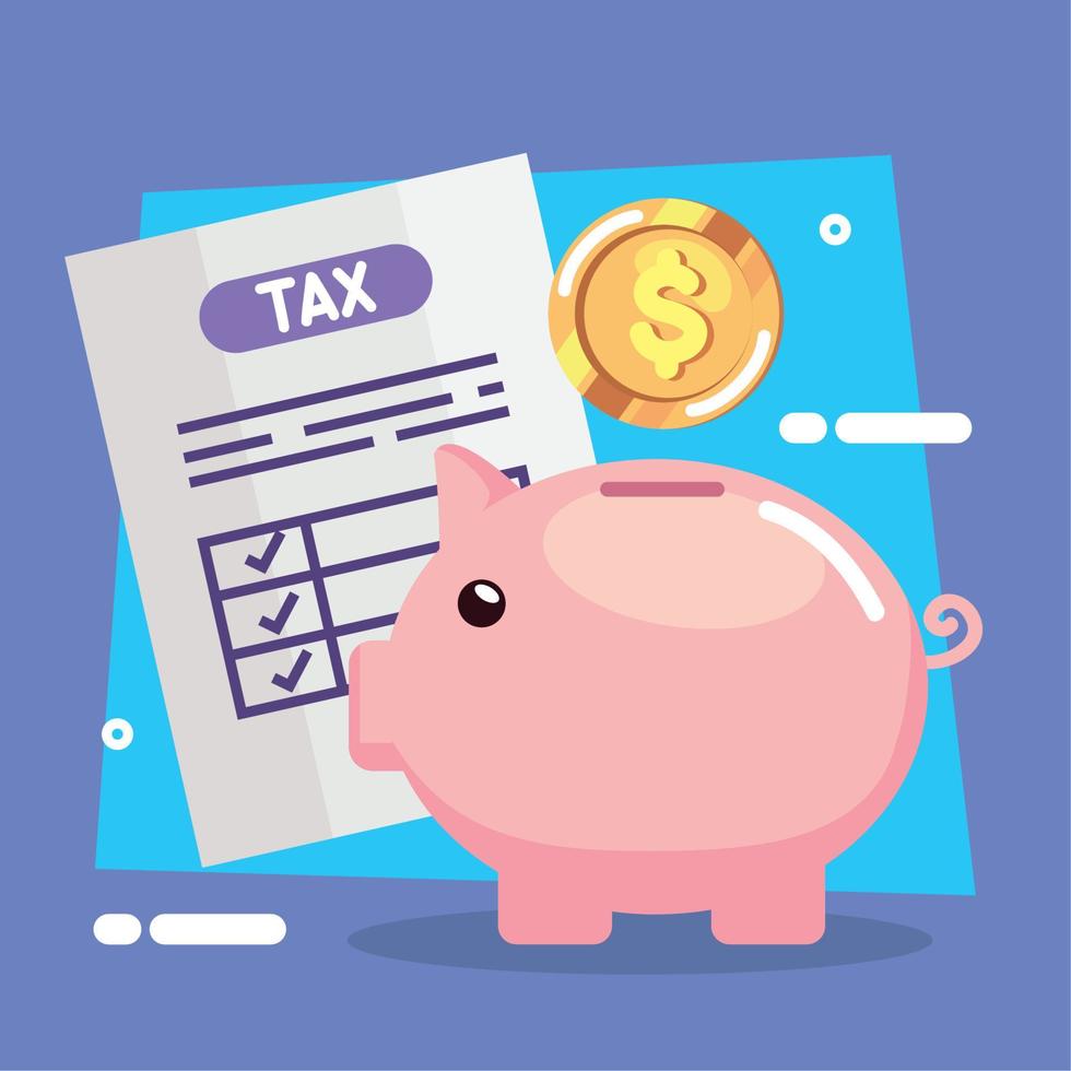 tax document with piggy vector