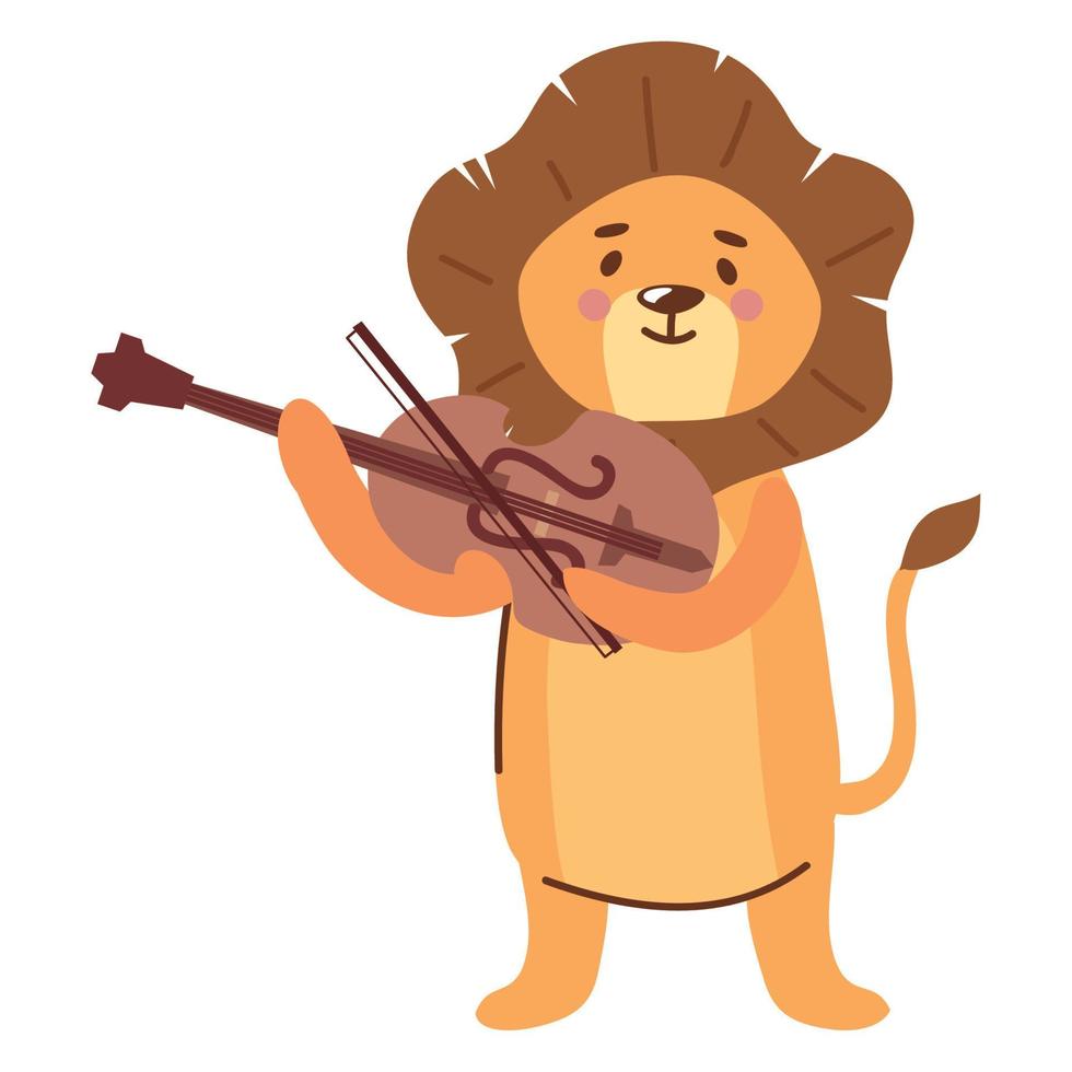 lion playing fiddle vector