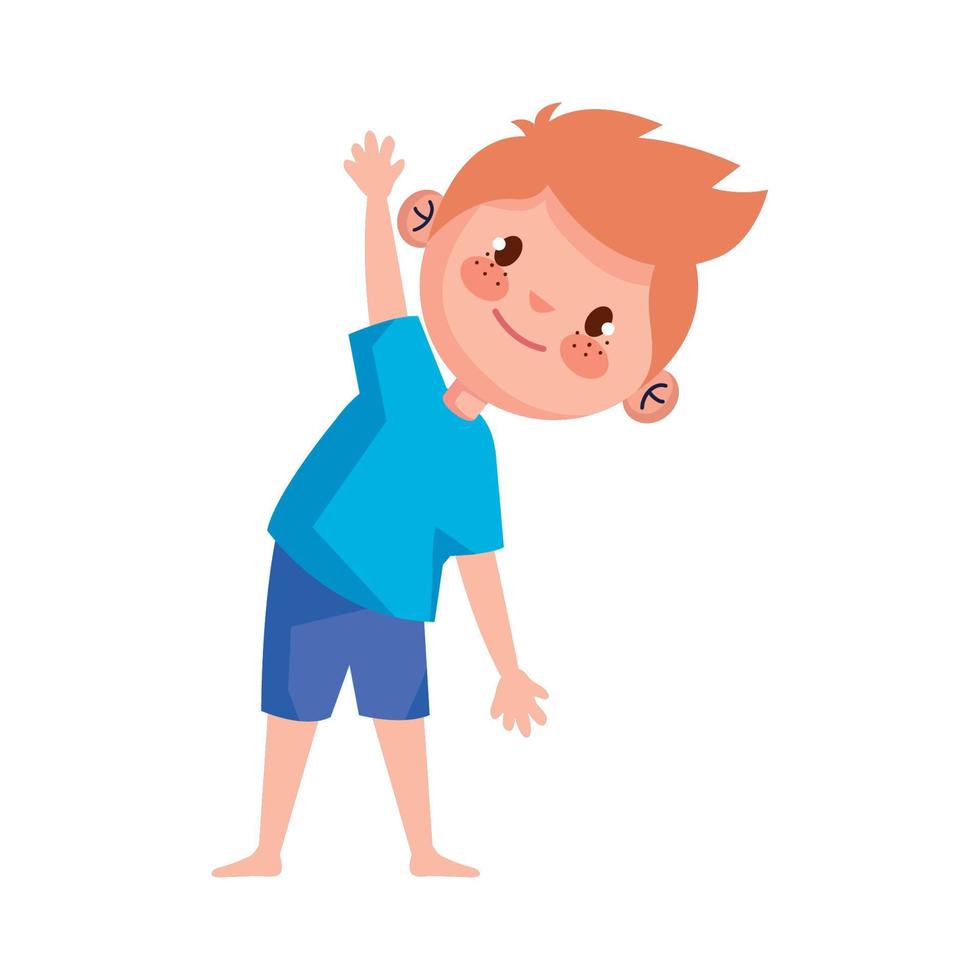 blond boy in yoga position vector