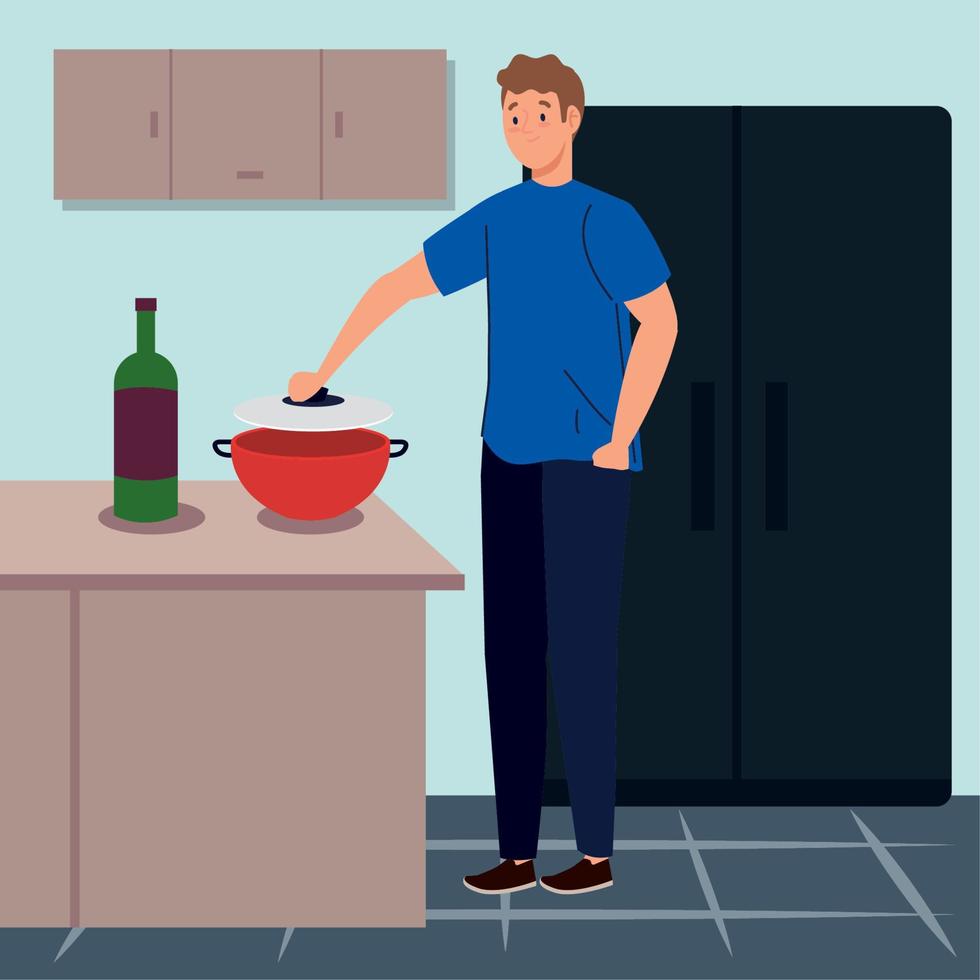 man cooking with wine vector