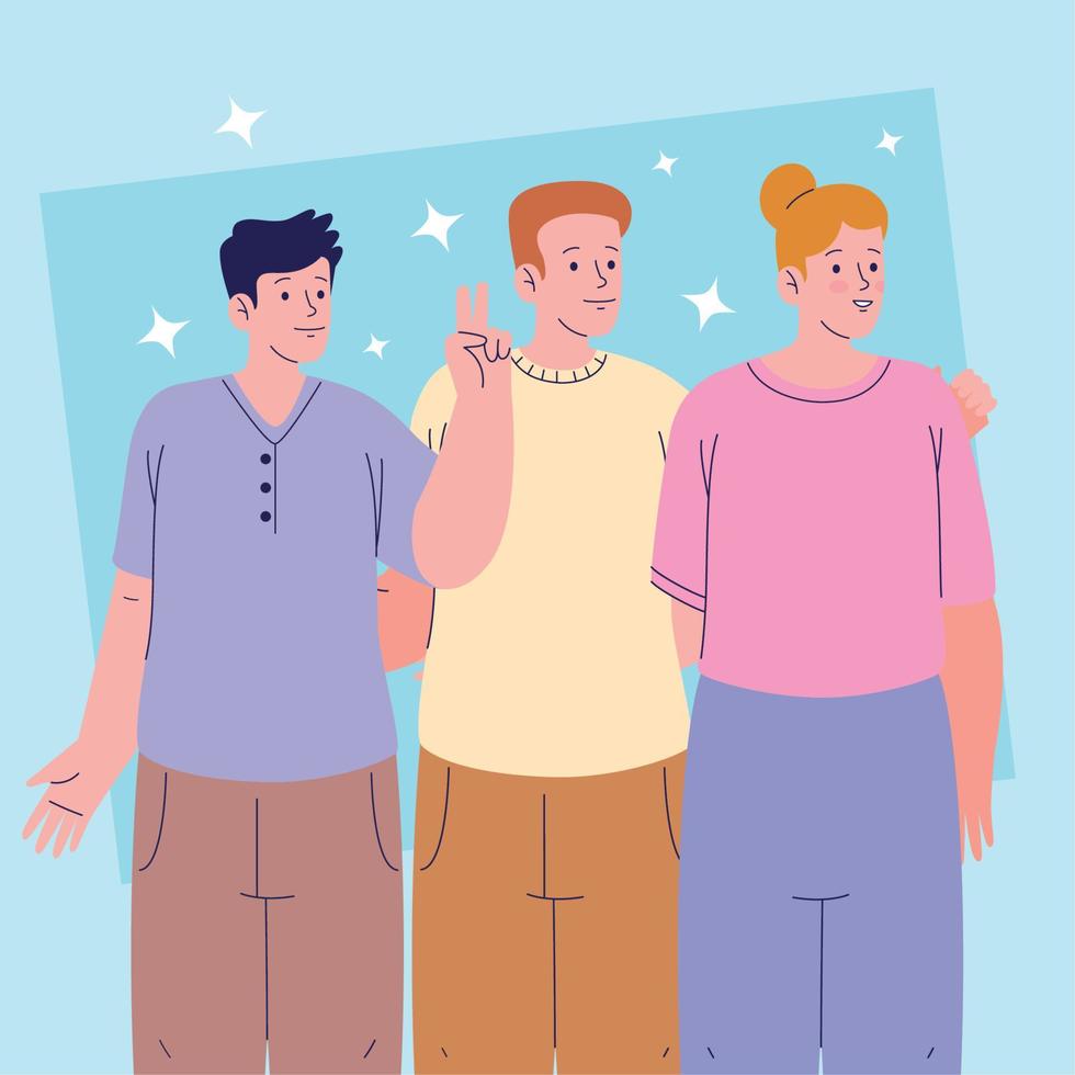 three friends persons vector