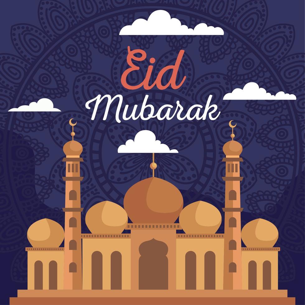 eid mubarak lettering vector