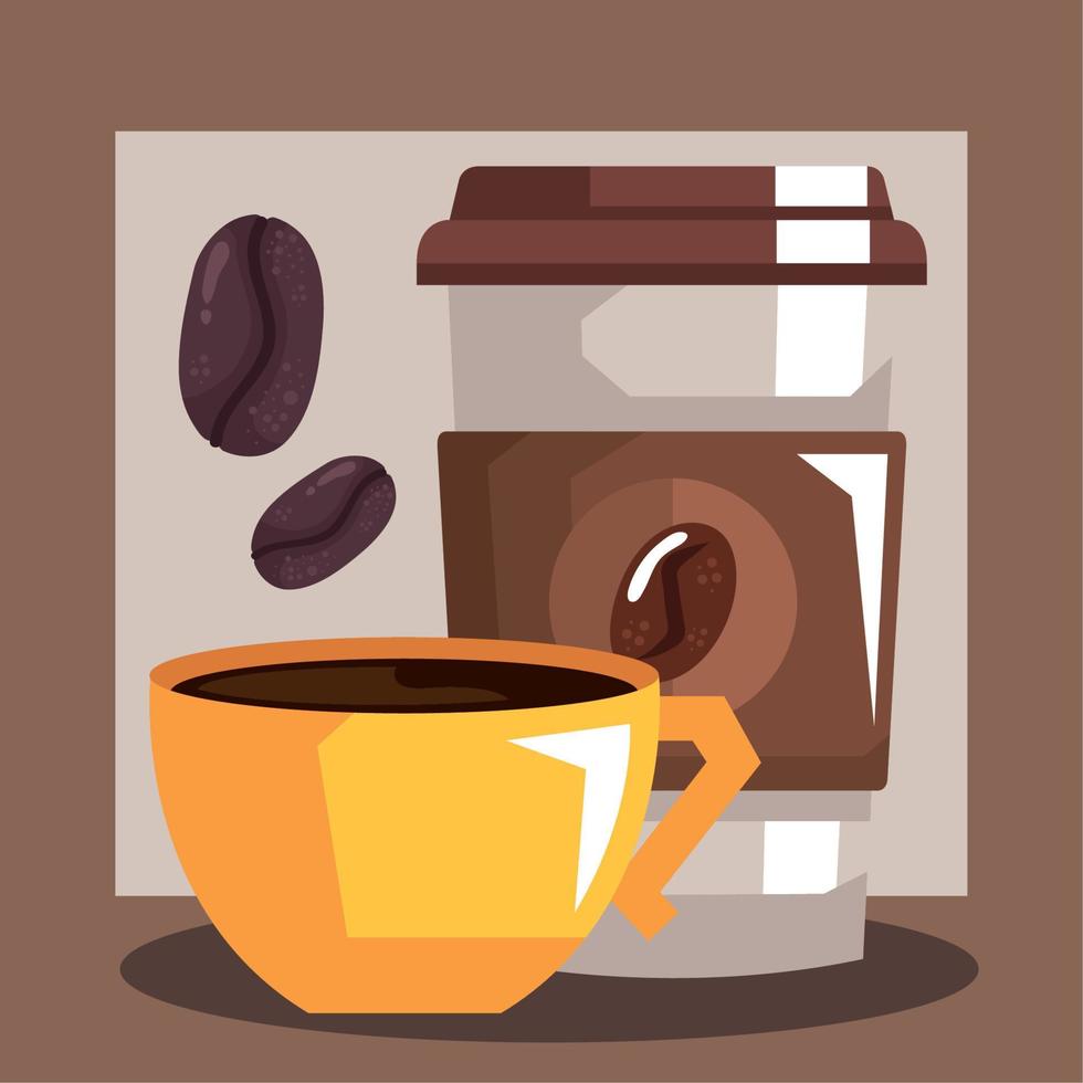 coffee pot and cup vector