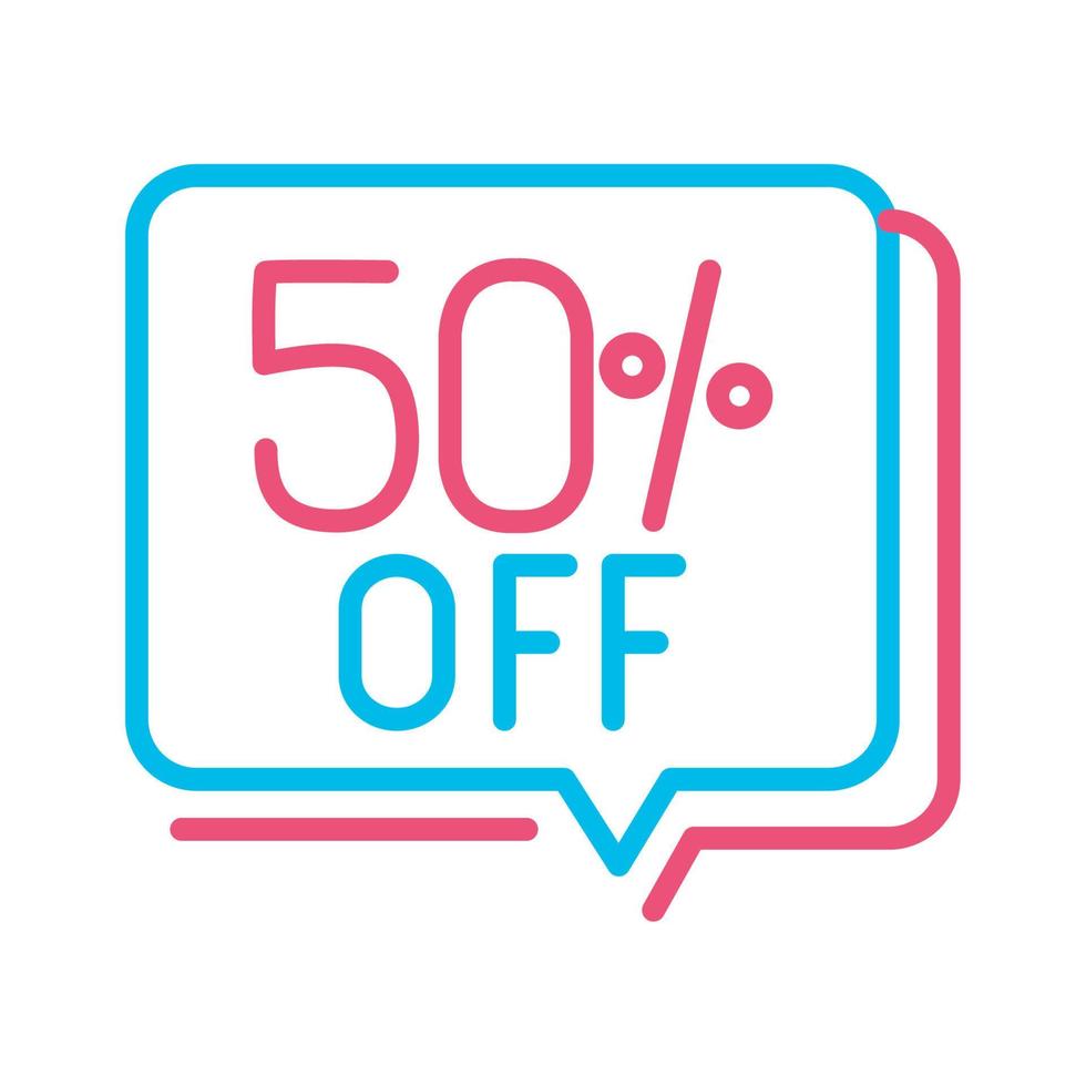 50 percent neon light style vector