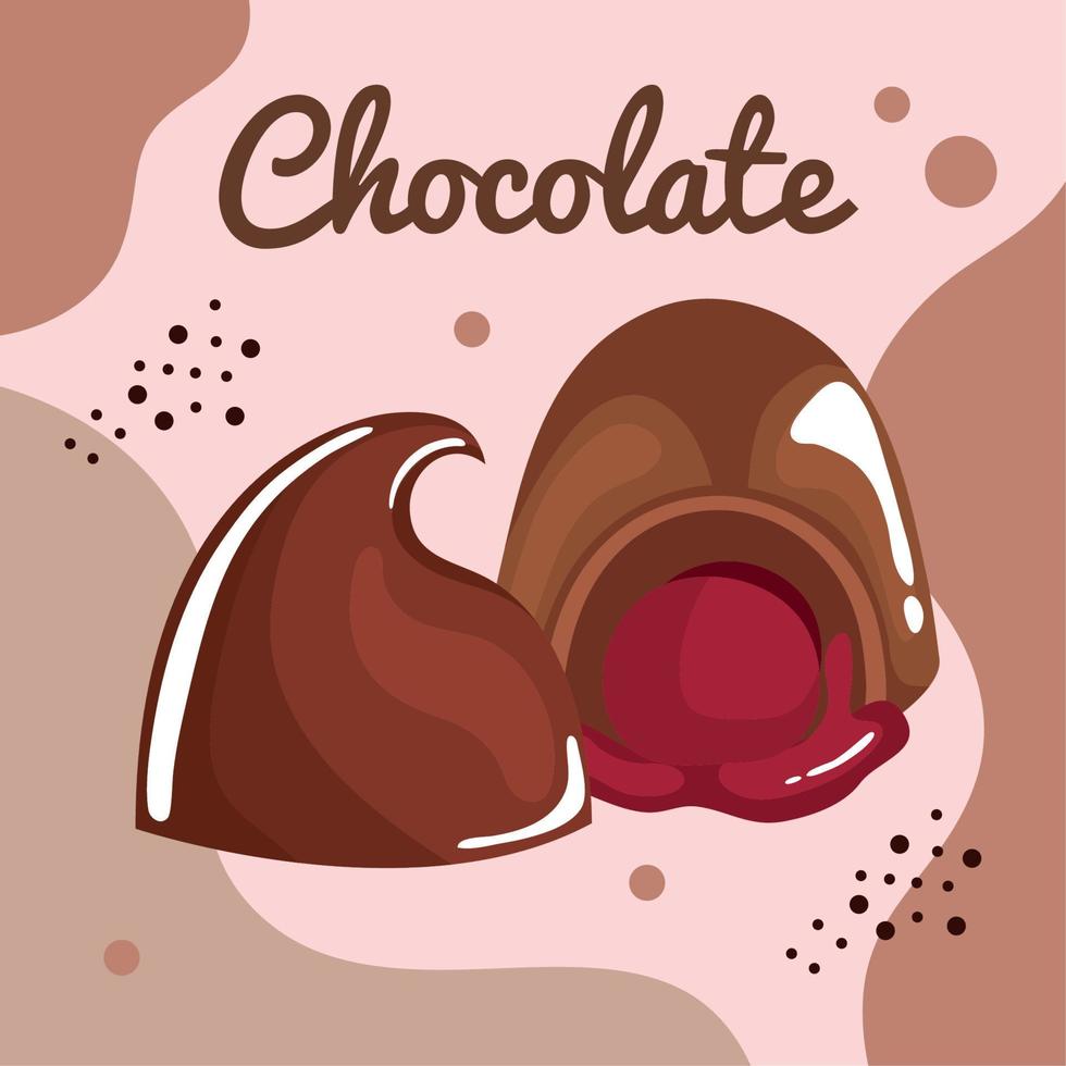 chocolate lettering with truffles vector