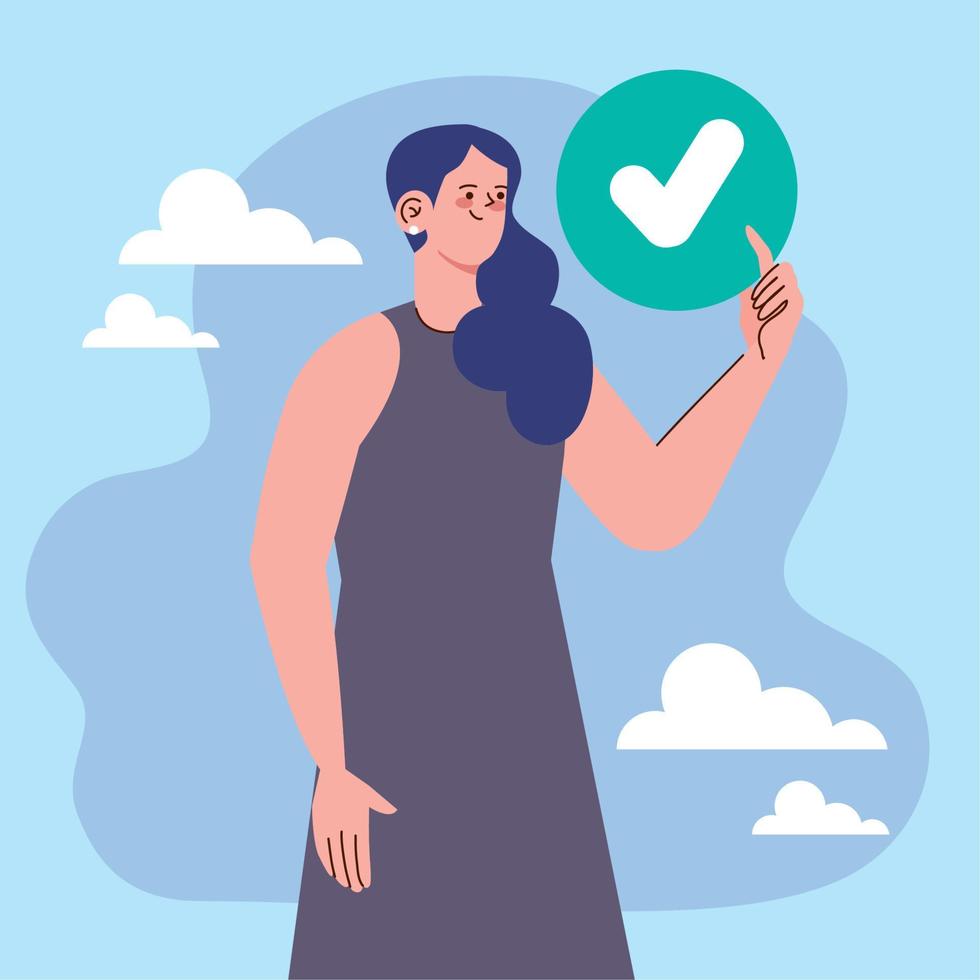 woman with check symbol vector