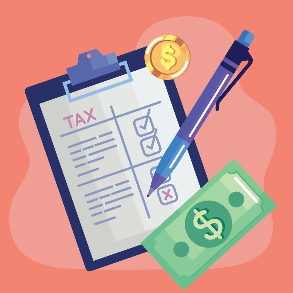 tax document with money vector