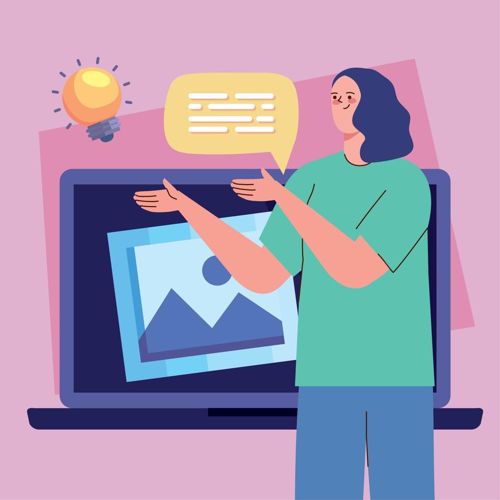 female designer with laptop vector