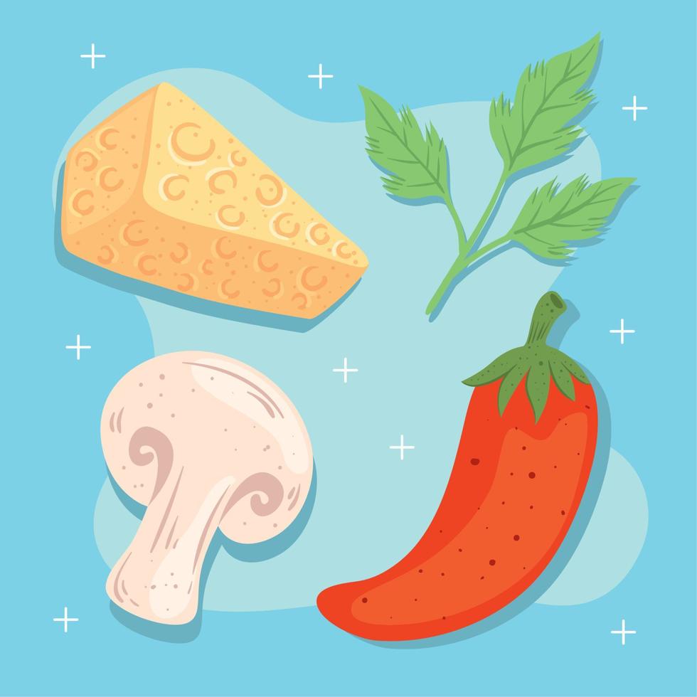 cheese and vegetables vector