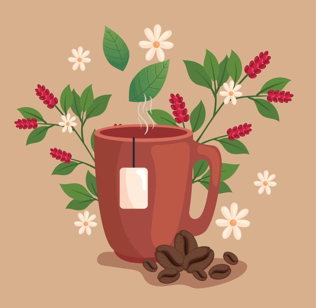 coffee mug with plant vector