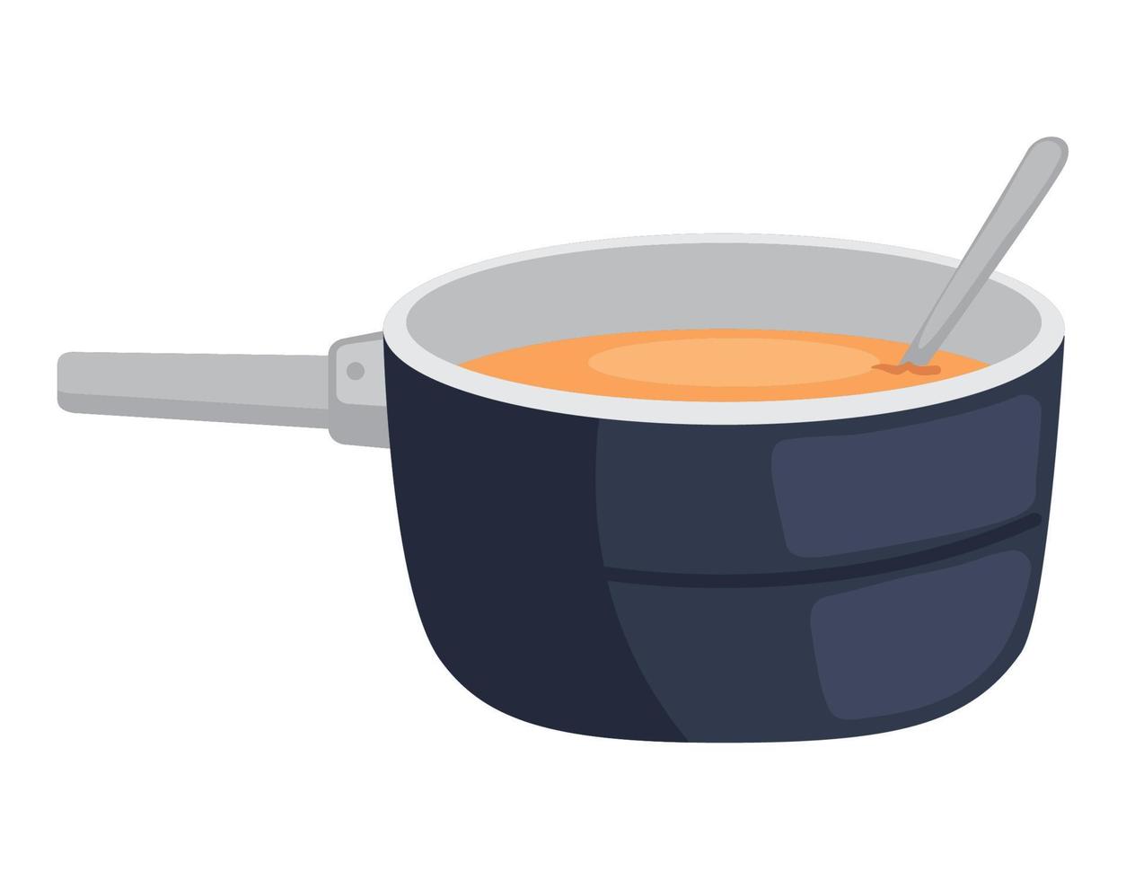 cooking pot with soup vector