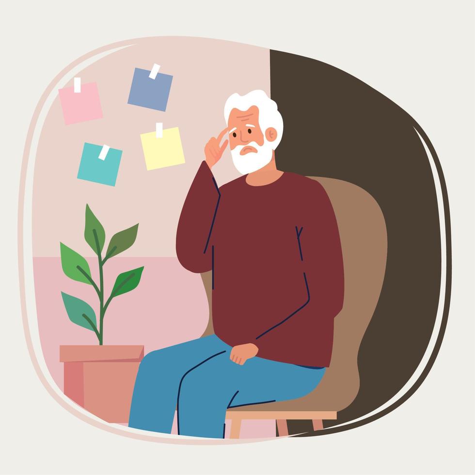 grandfather with alzheimer vector