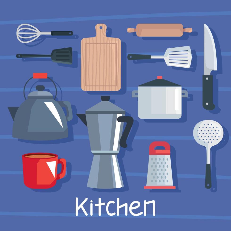 twelve kitchen utensils icons vector