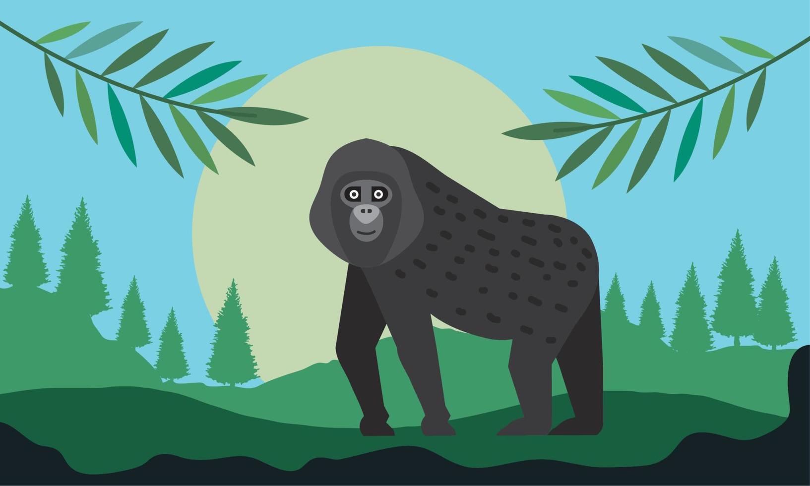 gorilla monkey in landscape vector