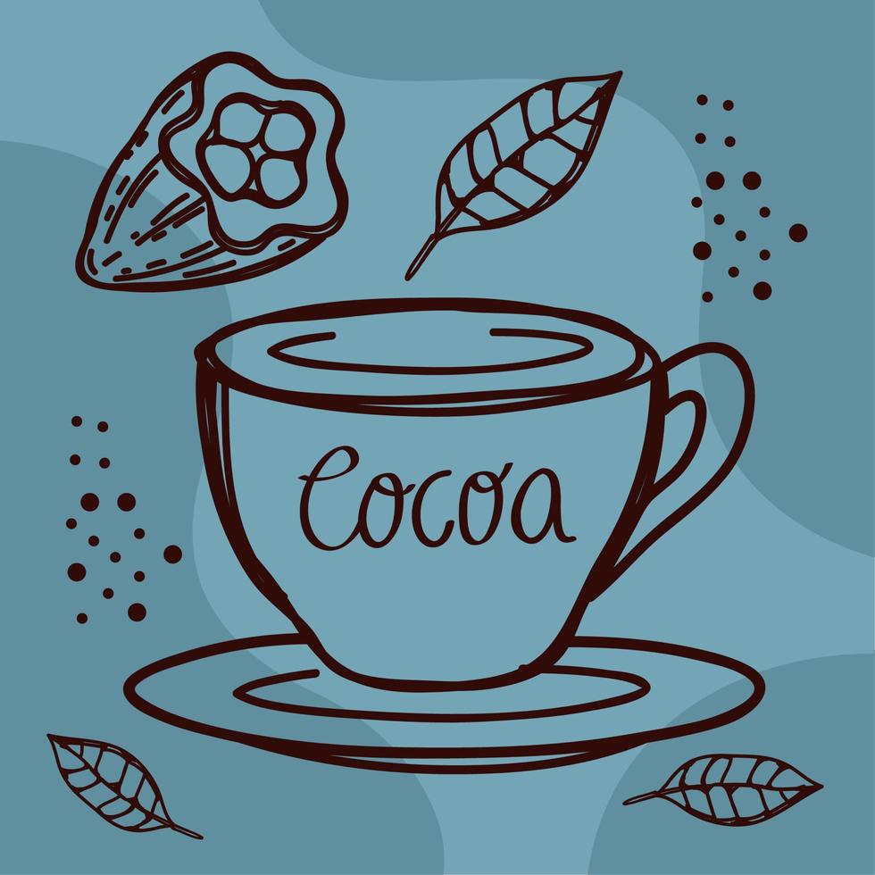 cocoa lettering with cup vector