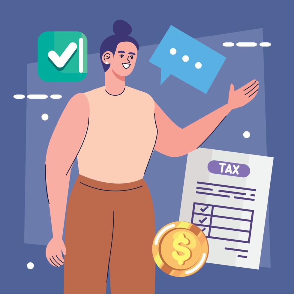 woman with tax report vector