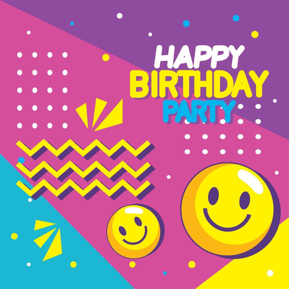 happy birthday party with emojis vector