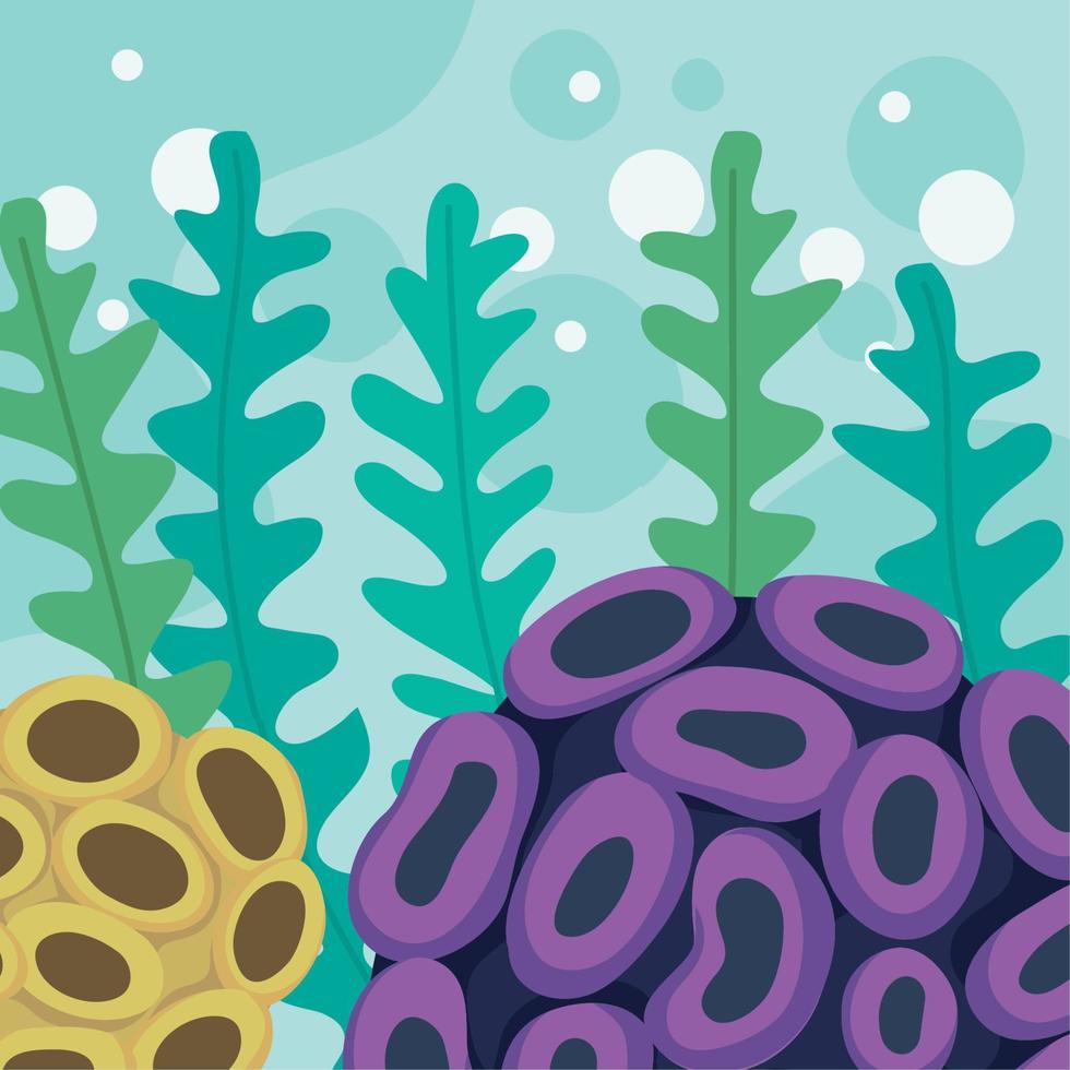 purple and yellow coral reef vector