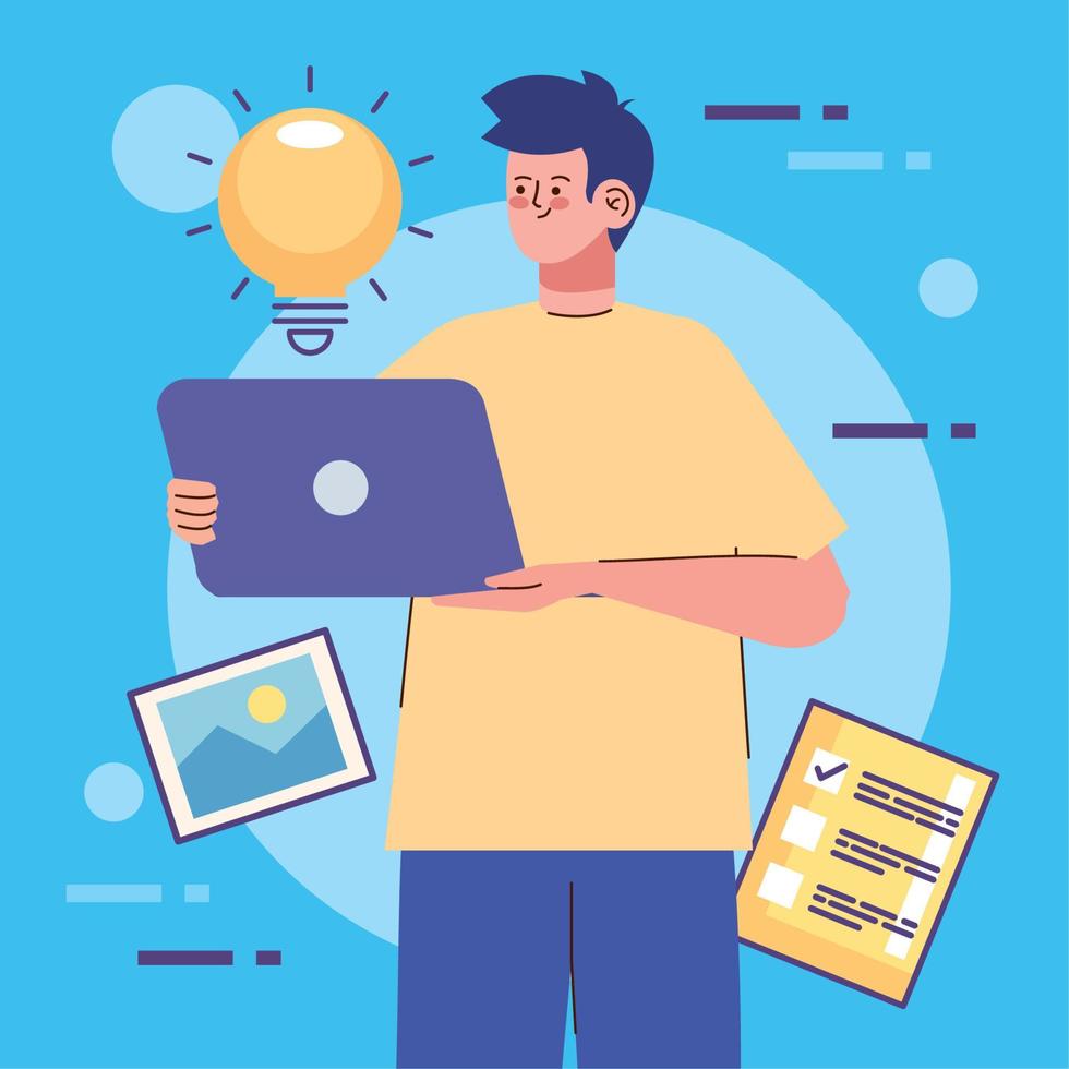 man with laptop vector