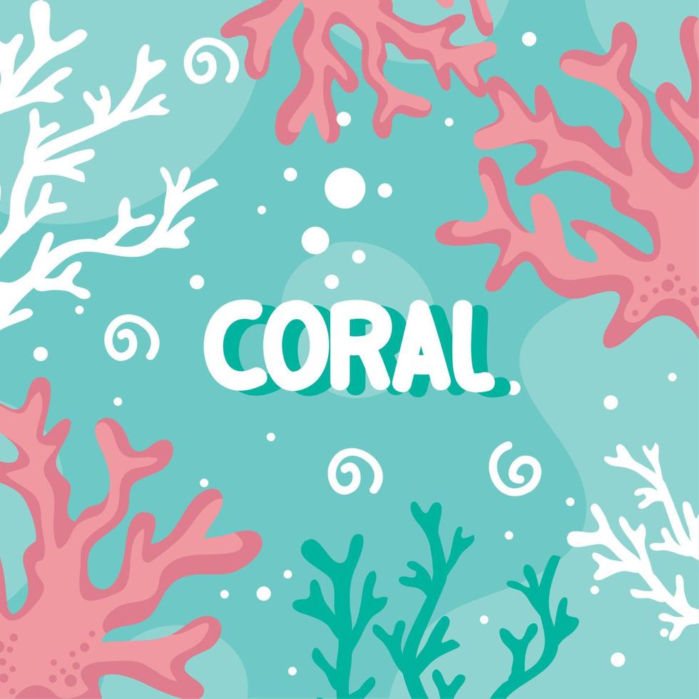 coral lettering undersea scene vector