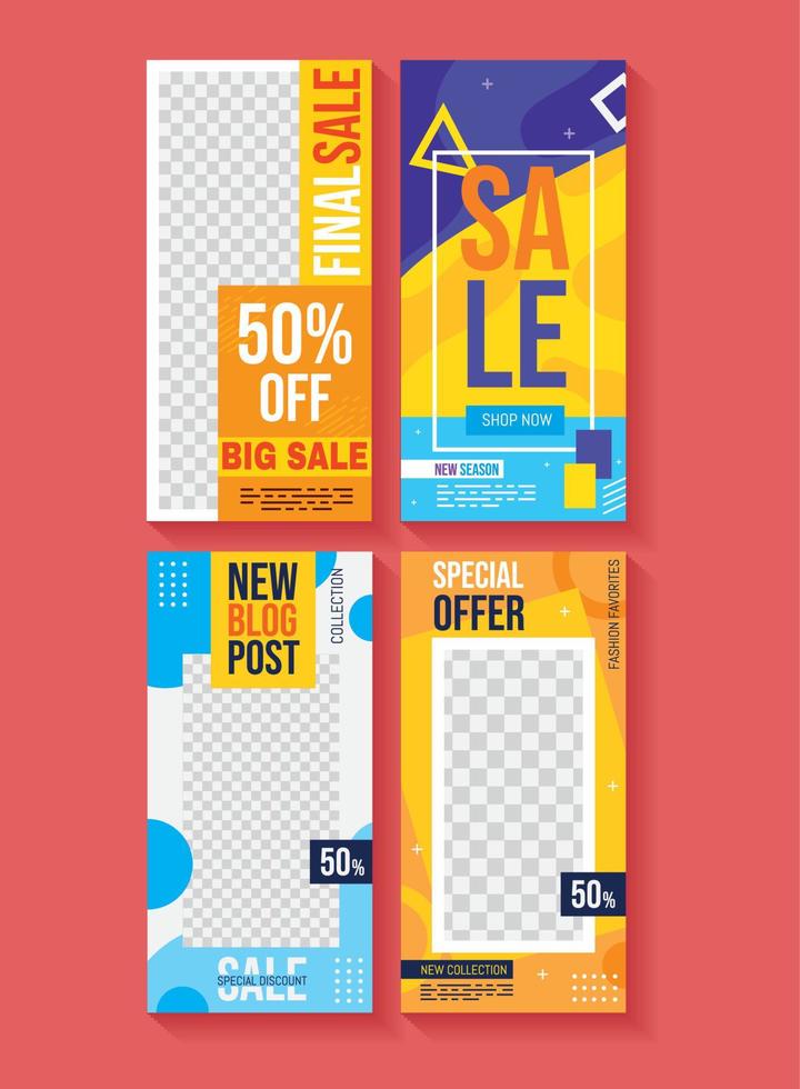 four social marketing templates vector
