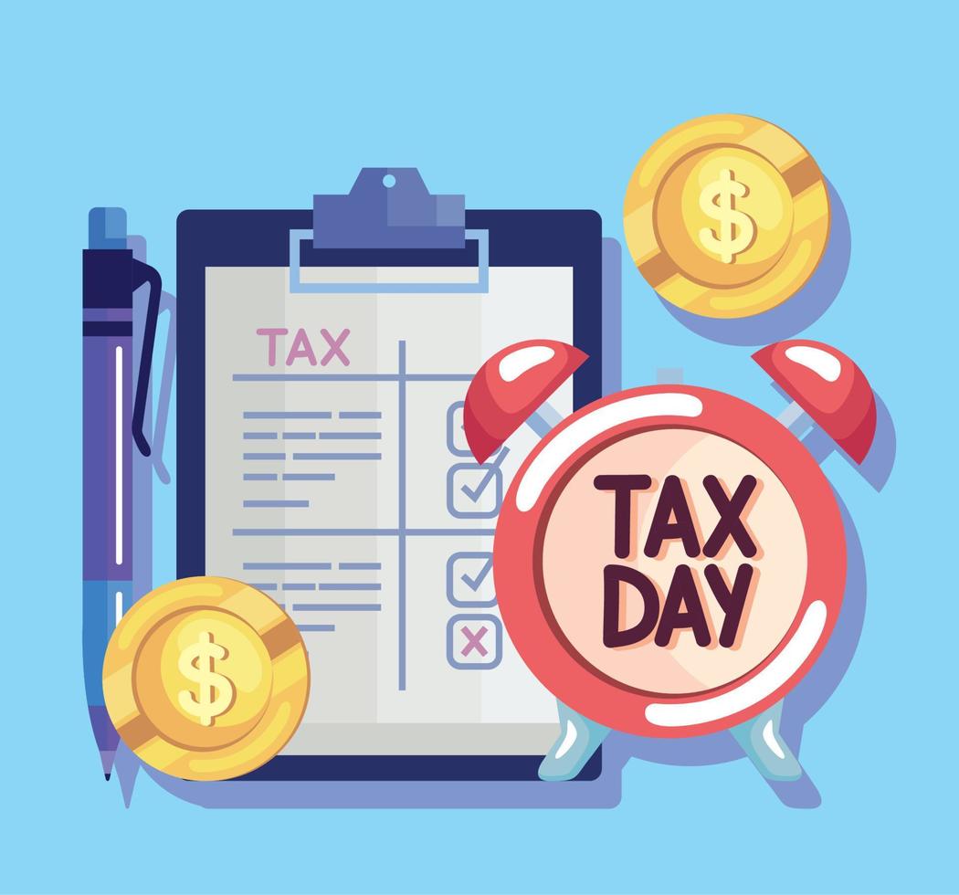 tax documents and coins vector