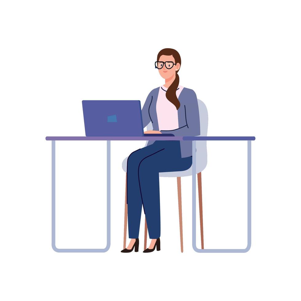 businesswoman using laptop vector