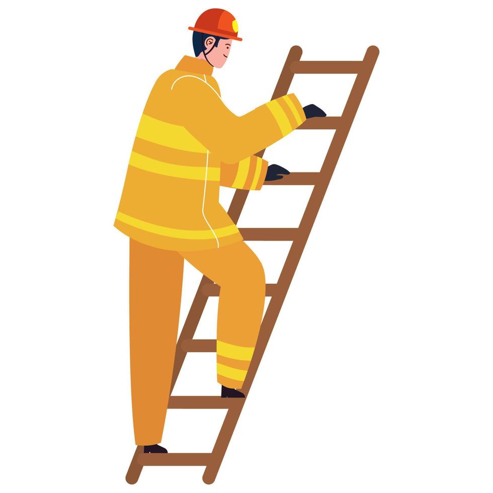 bombero subiendo escaleras vector