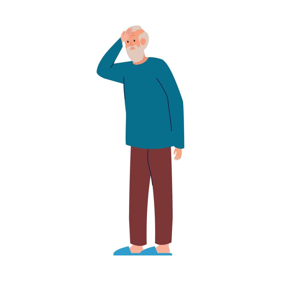 grandfather suffering of alzheimer vector