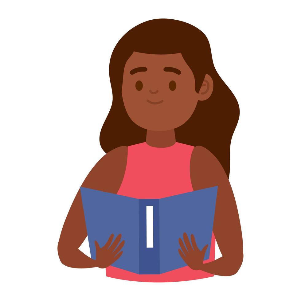 latin girl reading blue book vector