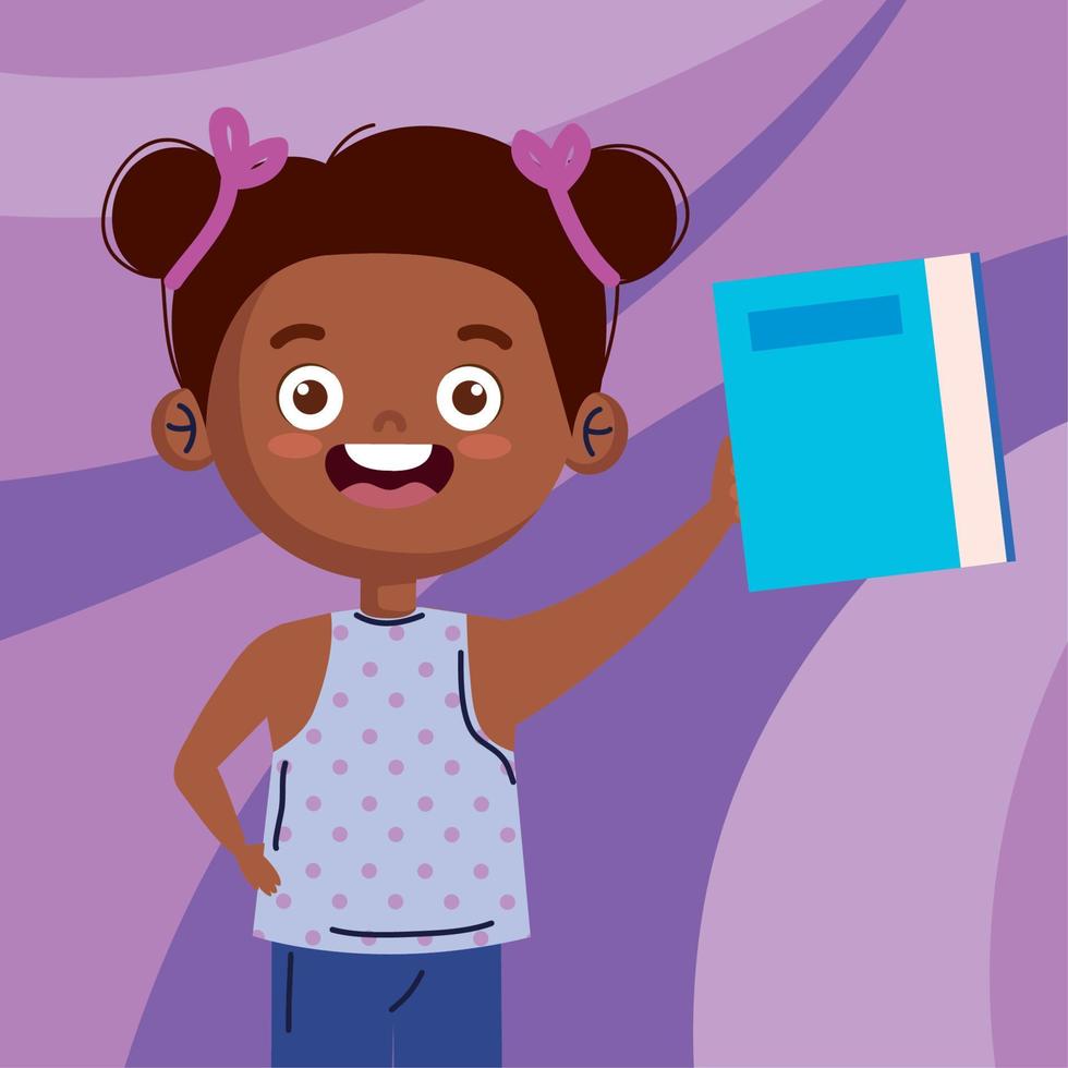 afro little student girl vector