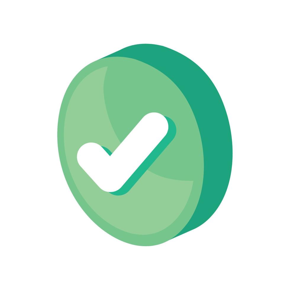 símbolo de verificación en el botón verde vector