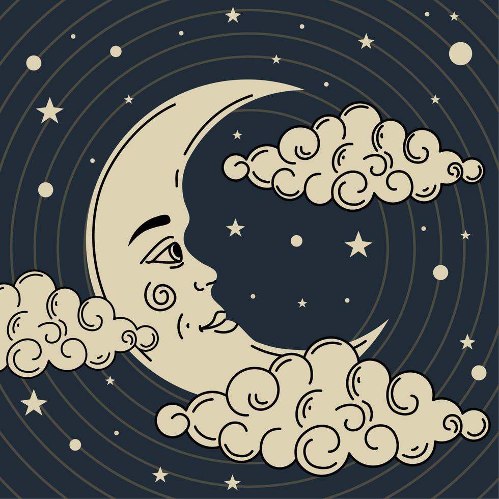 astrology crescent moon vector