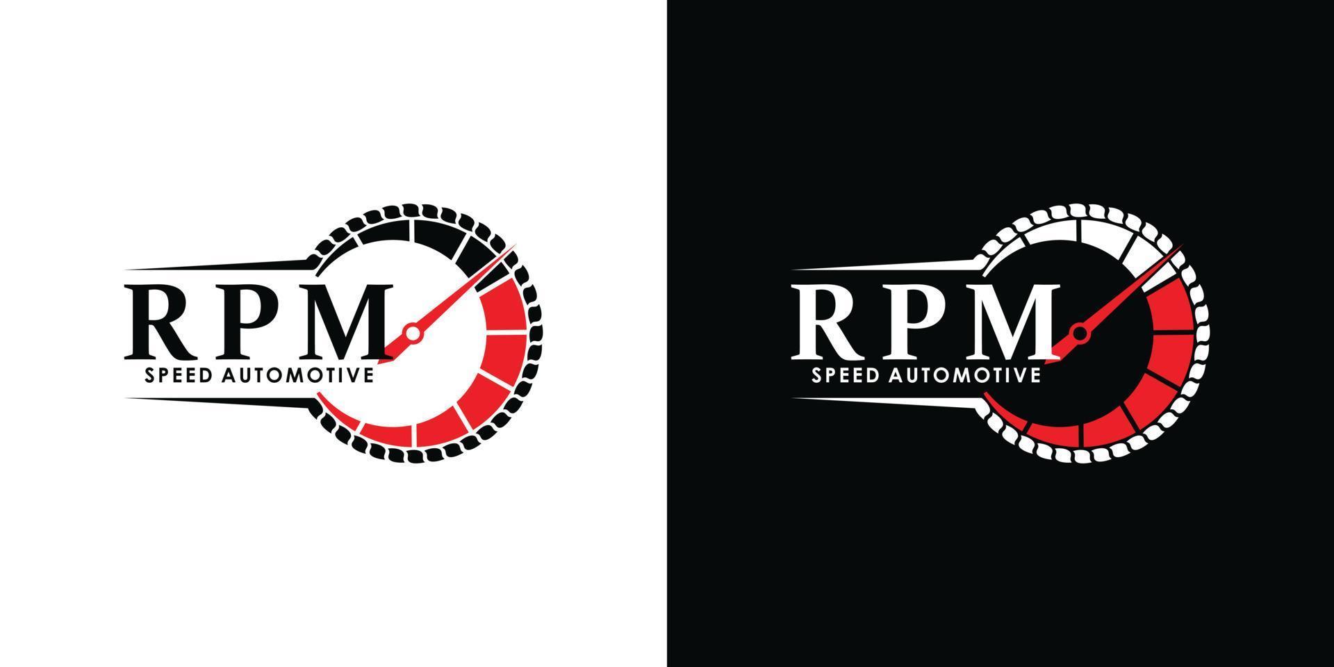 diseño de logotipo de rpm de velocidad para automoción con vector premium de concepto creativo