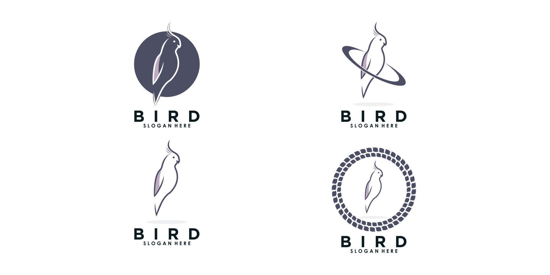 set of bird logo design with icon creative concept premium vector